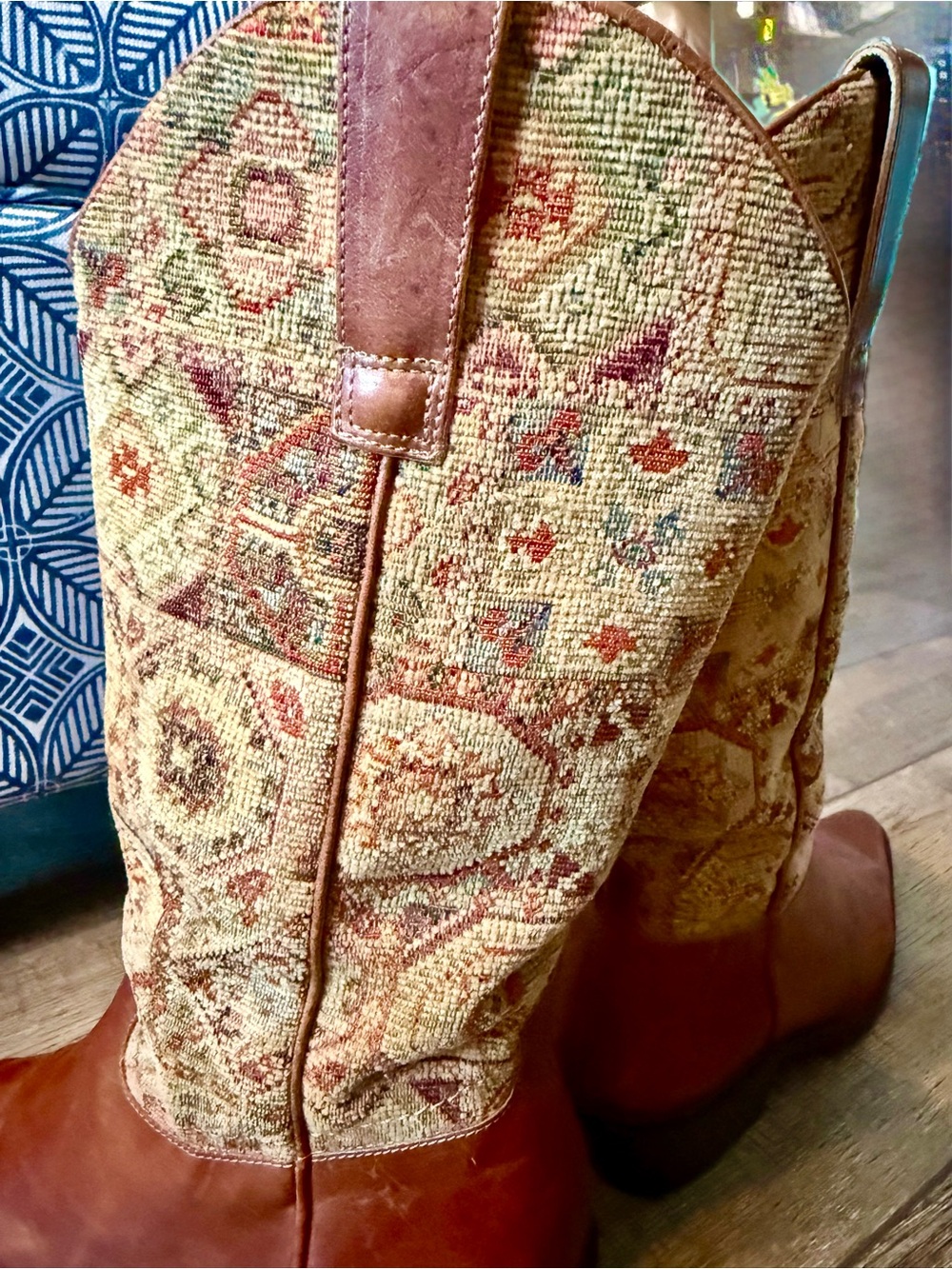 VINTAGE J Jill Leather Tapestry western Boots 7 EUC - Picture 5 of 8